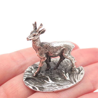 Francesco Caputo 800 Silver Vintage Italy Deer Place Card Holder