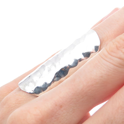 925 Sterling Silver Vintage Mexico Modernist Hammered Adjustable Ring Size 6