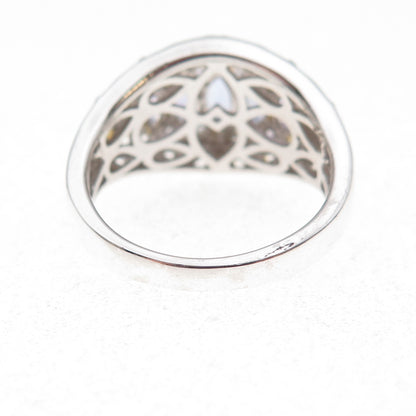 925 Sterling Silver 2-Tone Real Oval & Round-Cut Tanzanite Ring Size 8.25