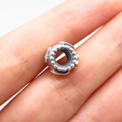 925 Sterling Silver / Gold Pandora Pink C Z "MOM" Bead Charm