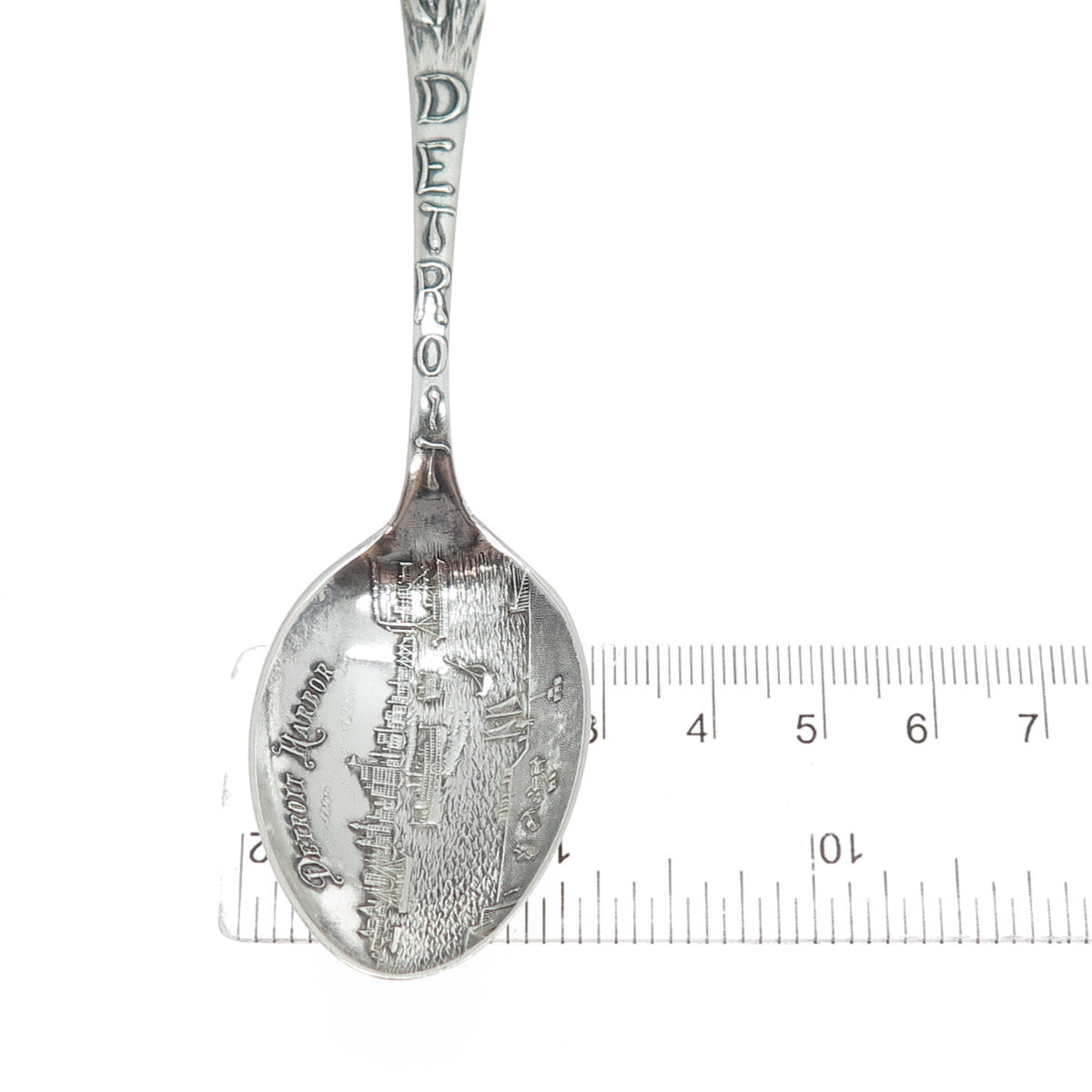 MECHANICS Sterling Silver Antique Art Deco Detroit States & Cities Coffee Spoon