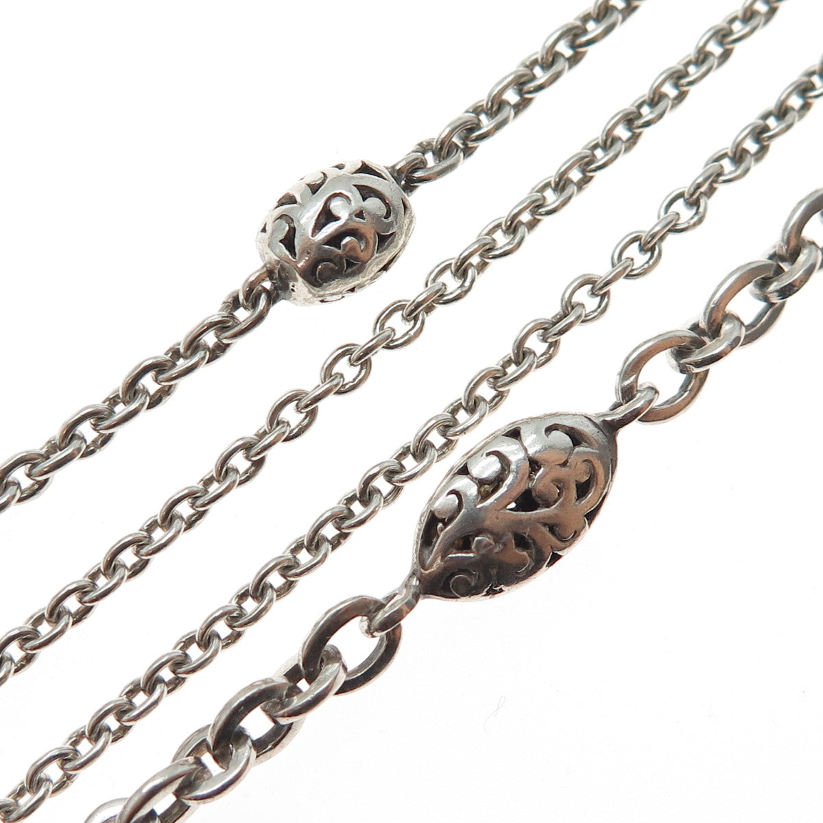 LOIS HILL Sterling Silver Vintage 4-Strand Station Multi-Chain Necklace 16-18"