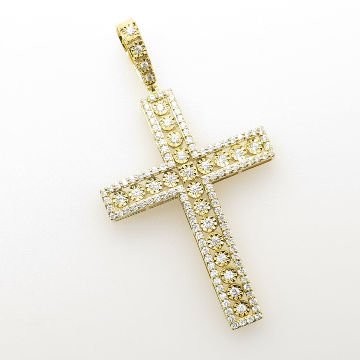 925 Sterling Silver Gold Plated Pave C Z Cross Pendant