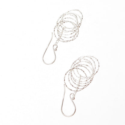 925 Sterling Silver Interlocked Circle Dangle Earrings
