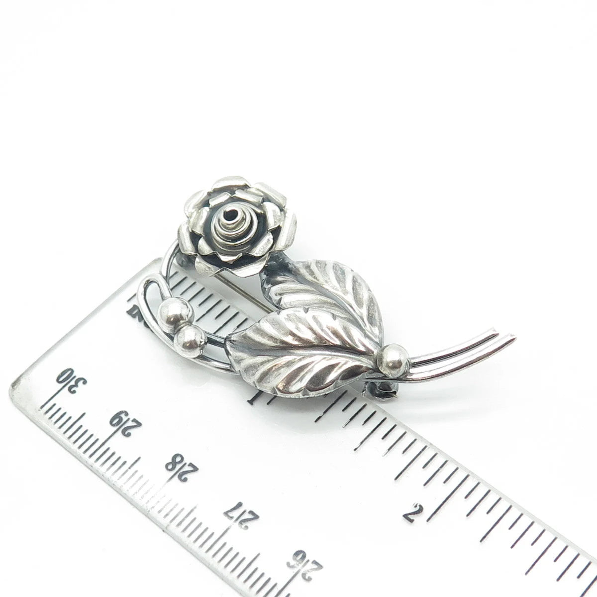 925 Sterling Silver Vintage E. Dragsted Denmark Rose Blossom Pin Brooch