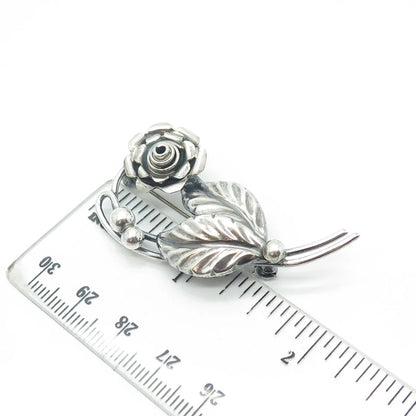 925 Sterling Silver Vintage E. Dragsted Denmark Rose Blossom Pin Brooch
