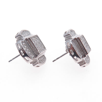 925 Sterling Silver Round-Cut C Z Cross Stud Earrings