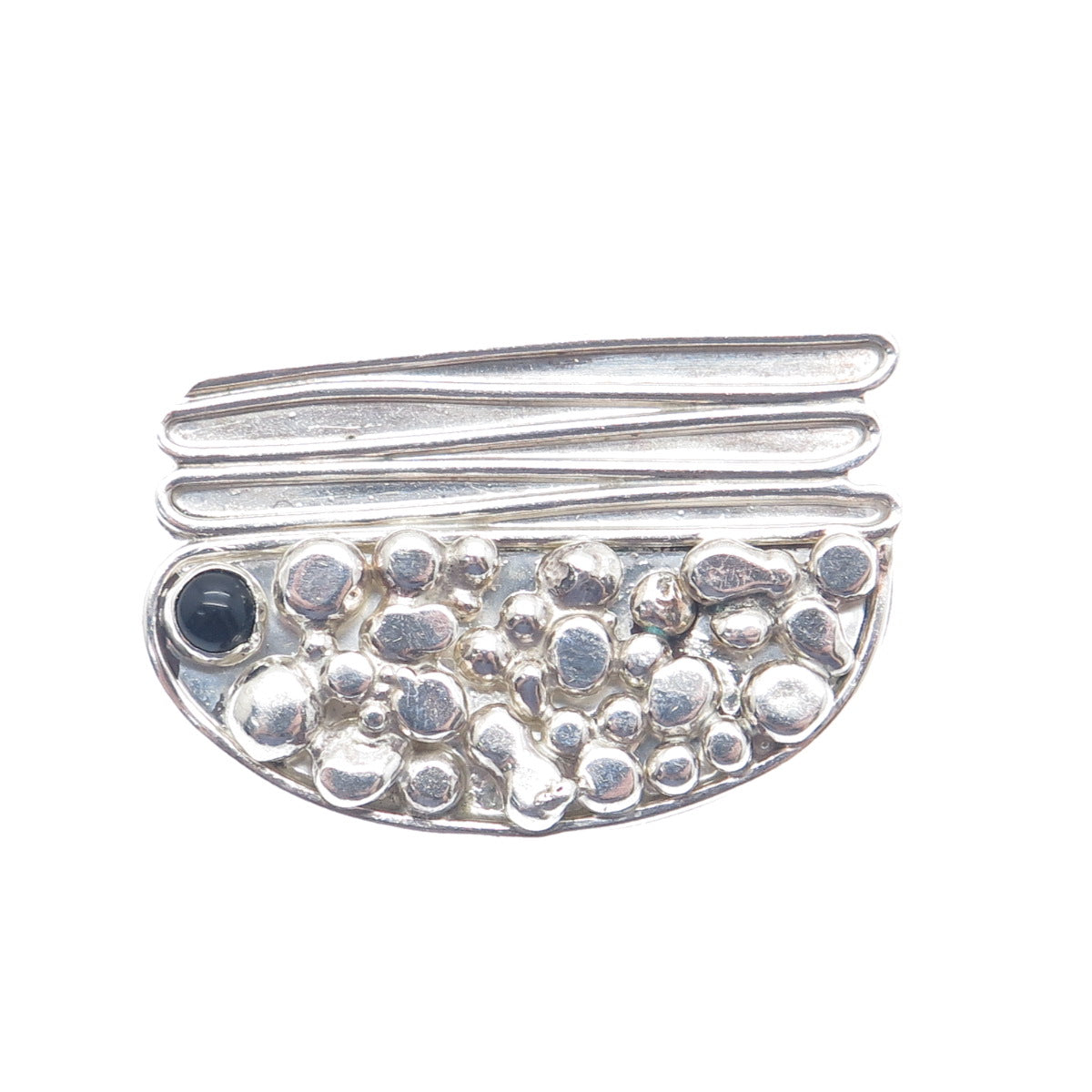 JOR JULIUS OLAF RANDAHL 925 Sterling Vintage Real Black Onyx Modernist Brooch