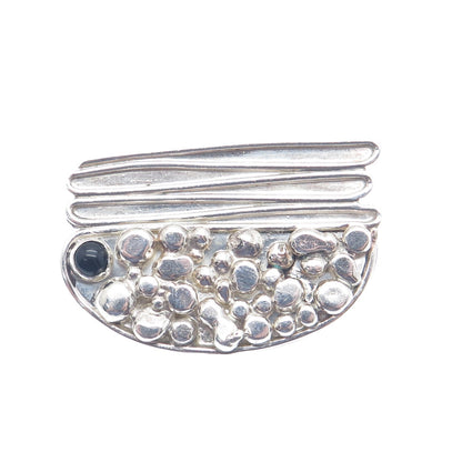 JOR JULIUS OLAF RANDAHL 925 Sterling Vintage Real Black Onyx Modernist Brooch