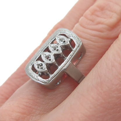 UNCAS Sterling Silver Antique Rhinestone Ring Size 6.5 (missing 1 rhinestone)