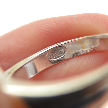 925 Sterling Silver 2-Tone Vintage Modernist Wave Ring Size 7