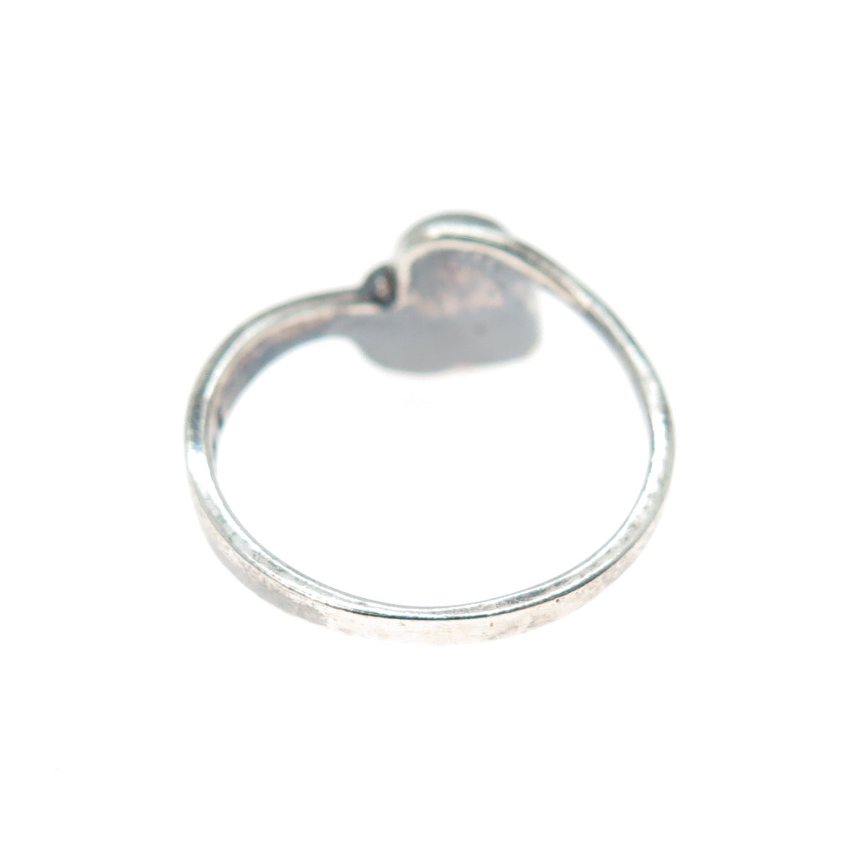 925 Sterling Silver Vintage Real Turquoise Modernist Heart Ring Size 8.25