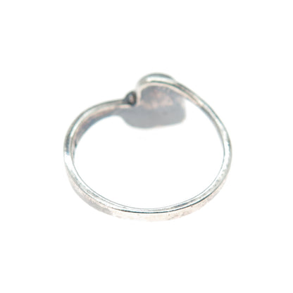 925 Sterling Silver Vintage Real Turquoise Modernist Heart Ring Size 8.25