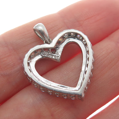 JH YOUNG 925 Sterling Silver Round-Cut C Z Heart Minimalist Charm Pendant
