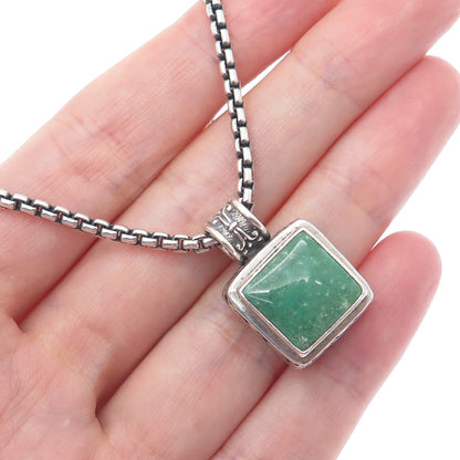 EXEX Claudia Agudelo Sterling Vintage Turquoise Round Box Chain Necklace 16-18"