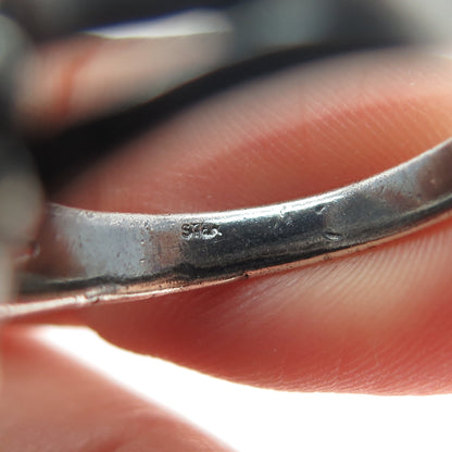 925 Sterling Silver Vintage Real Black Onyx Cannetille Oxidized Ring Size 9.5