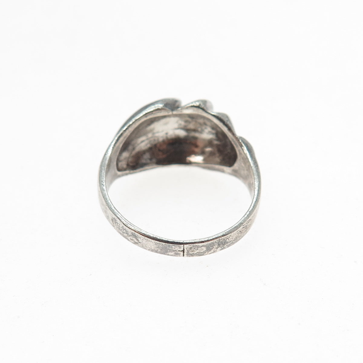 925 Sterling Silver Vintage Modernist Ribbed Oxidized Ring Size 7