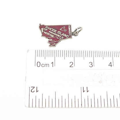 FRENCH & FRANKLIN 925 Sterling Silver Vintage Enamel Rhode Island Mini Pendant