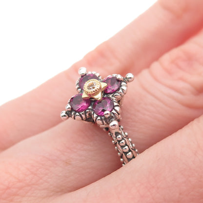 Barbara Bixby 925 Sterling 18K Gold Real Amethyst & White Topaz Ring Size 5.25
