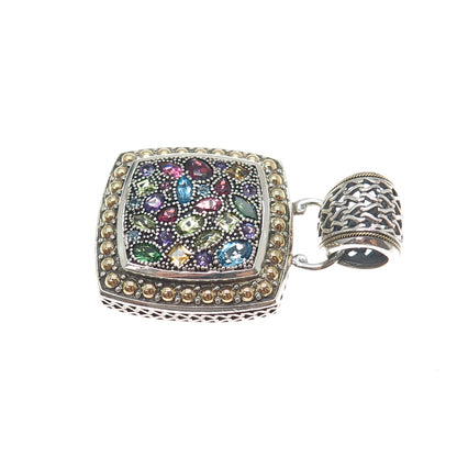 EFFY 18K Gold & 925 Sterling Silver Real Multi-Color Gem Pendant