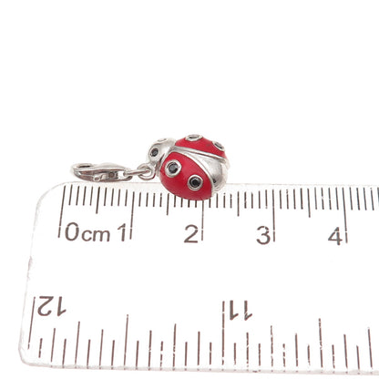 Agatha Paris 925 Sterling Enamel Black Spinel Ladybug Lobster Lock Charm Pendant