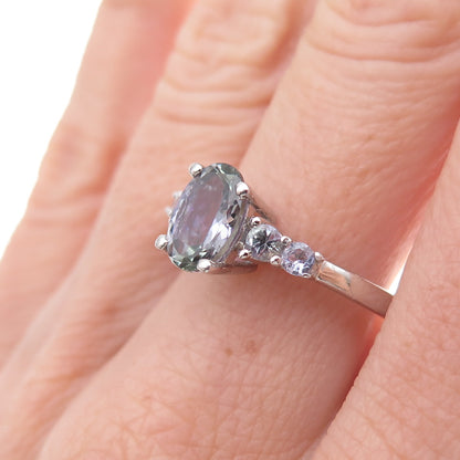 Chuck Clemency 925 Sterling Silver Real Oval & Round-Cut Iolite Ring Size 8