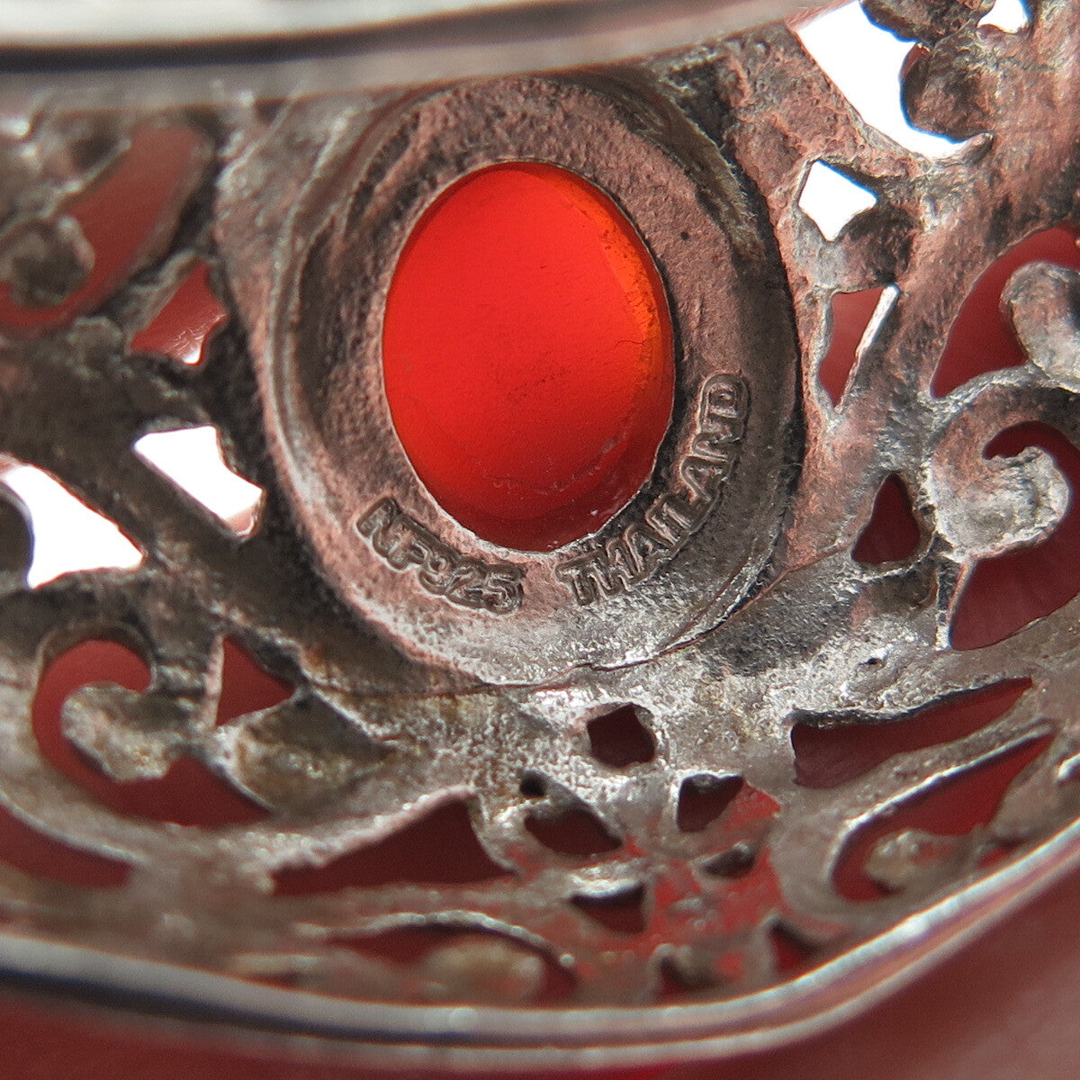CHAPAL ZENRAY Sterling Silver Vintage Real Carnelian Centerpiece Slide Pendant