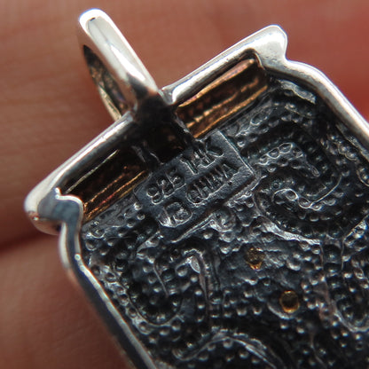 ROSS SIMONS 14K Gold & 925 Sterling Silver Vintage Modernist Mini Charm Pendant