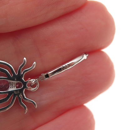 Chuck Clemency 925 Sterling Silver Real Tanzanite Spider Dangle Earrings