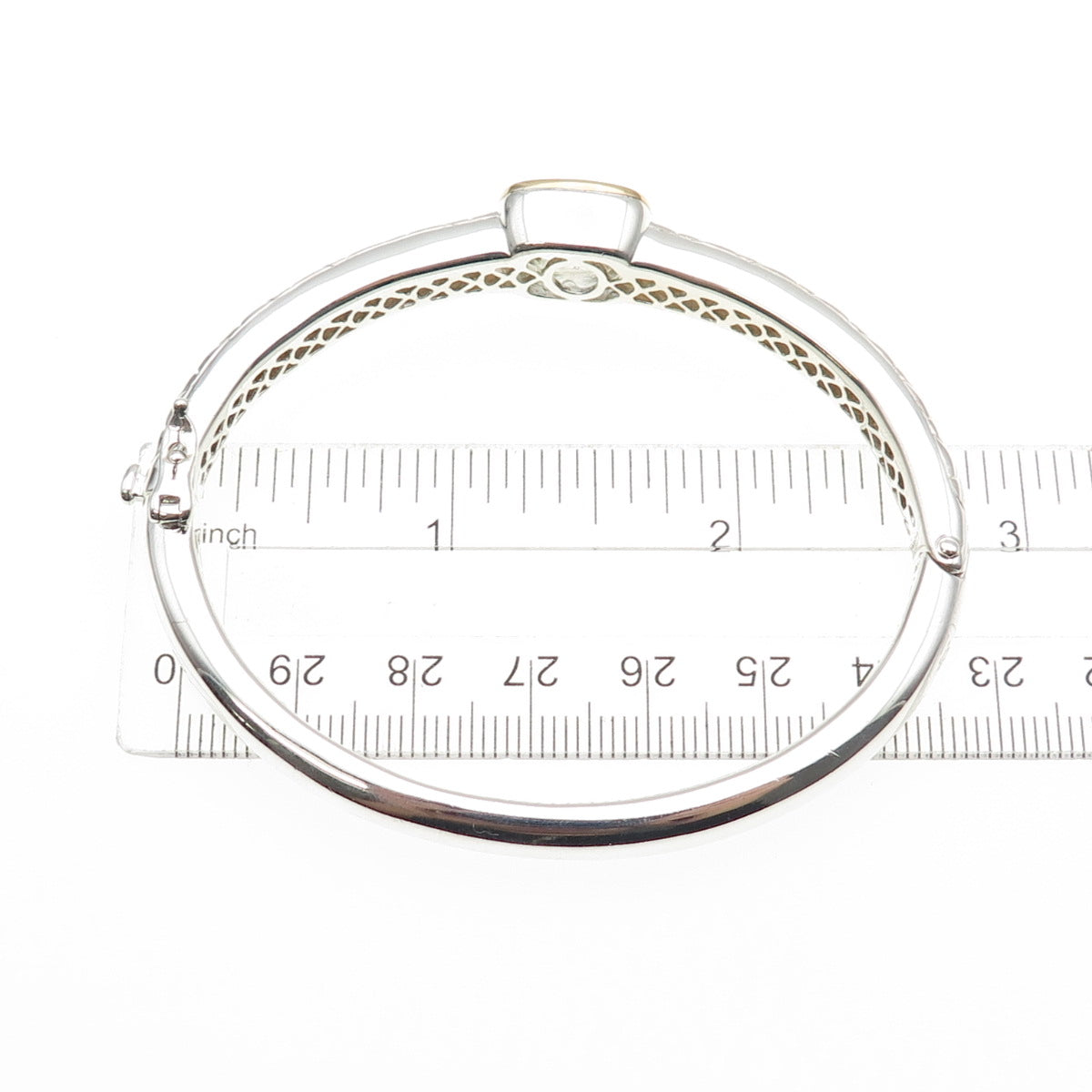 Lorenzo 925 Sterling Silver 18K Gold Vintage Real Green Amethyst Bracelet 6.75"