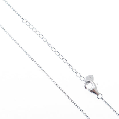 DSMK 925 Sterling Silver White & Pink C Z Teardrop Cable Chain Necklace 16-18"
