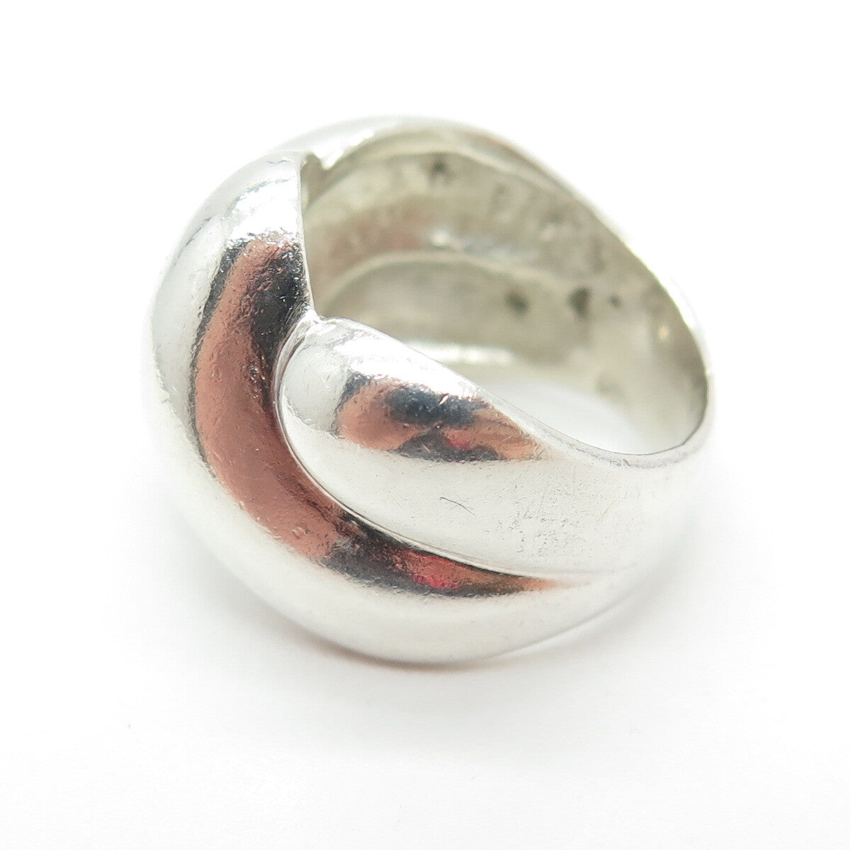 925 Sterling Silver Vintage Modernist Puffy Ring Size 7