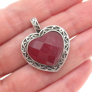 ATI Annika Witt 925 Sterling Silver Vintage Real Cherry Tourmaline Heart Pendant