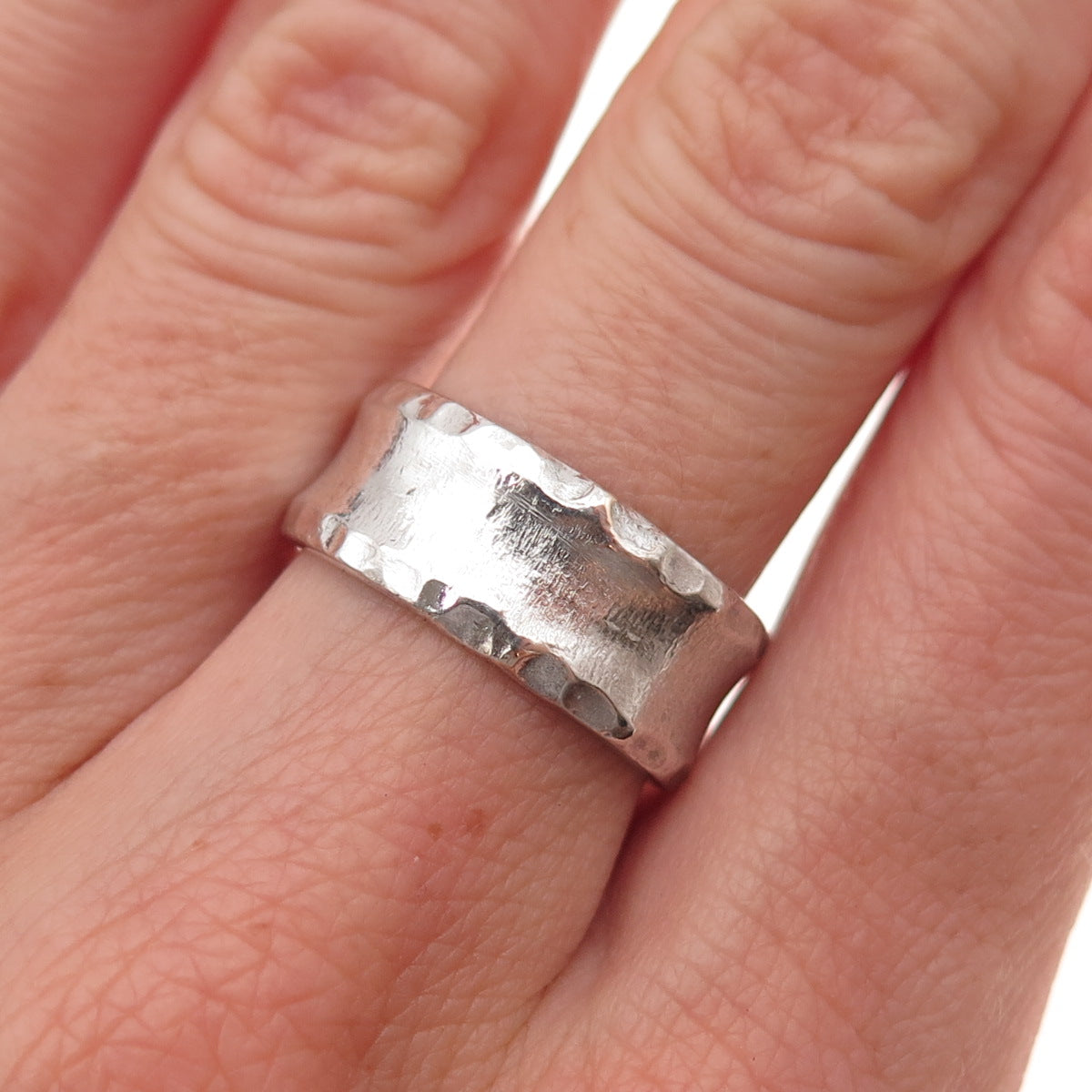 Joseph Esposito Sterling Silver Vintage Modernist Oxidized Band Ring Size 7.5