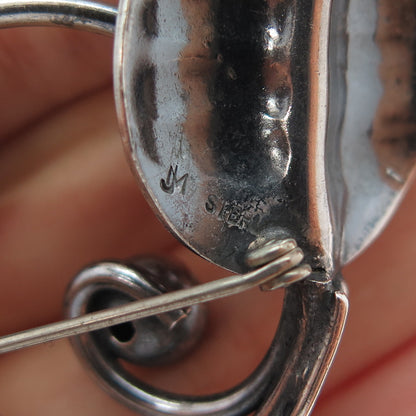 JOSEPH MASANIELLO 925 Sterling Silver Antique Calla Lily Oxidized Pin Brooch