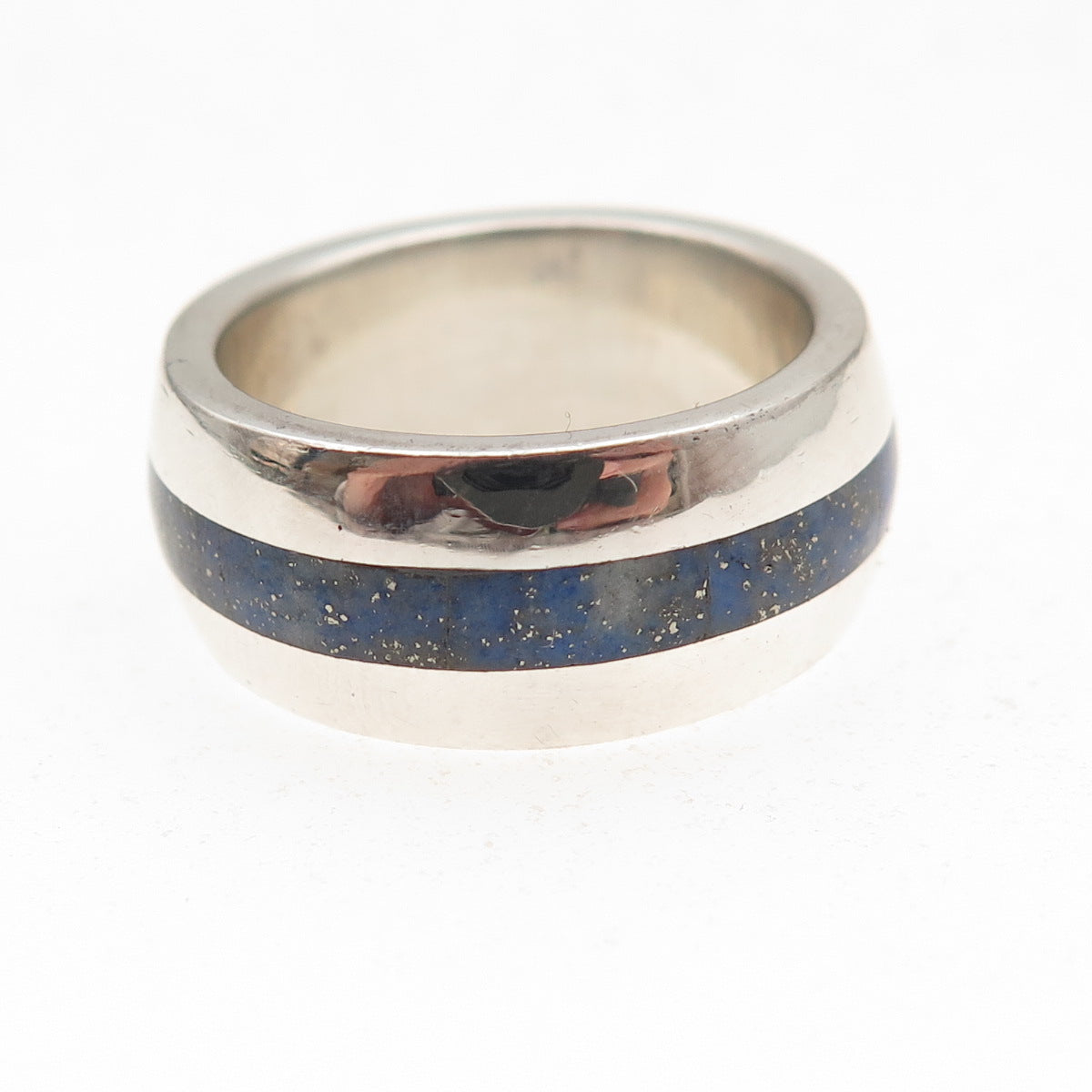 Paul Brackna 925 Sterling Silver Vintage Real Lapis Modernist Ring Size 7.25