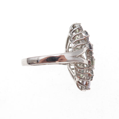 Chuck Clemency 925 Sterling Silver Real Oval-Cut Iolite Cluster Ring Size 8.25