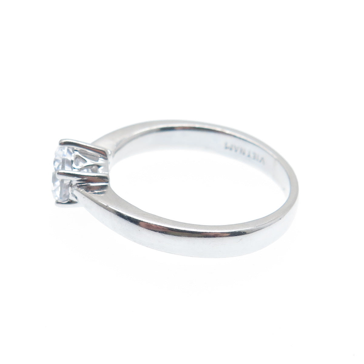 925 Sterling Silver Round-Cut C Z Engagement Ring Size 7.25