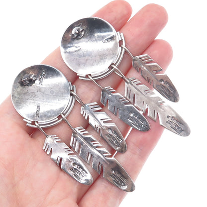 RAY TRACEY & KNIFEWING SEGURA Old Pawn Sterling Silver Feather Tribal Earrings