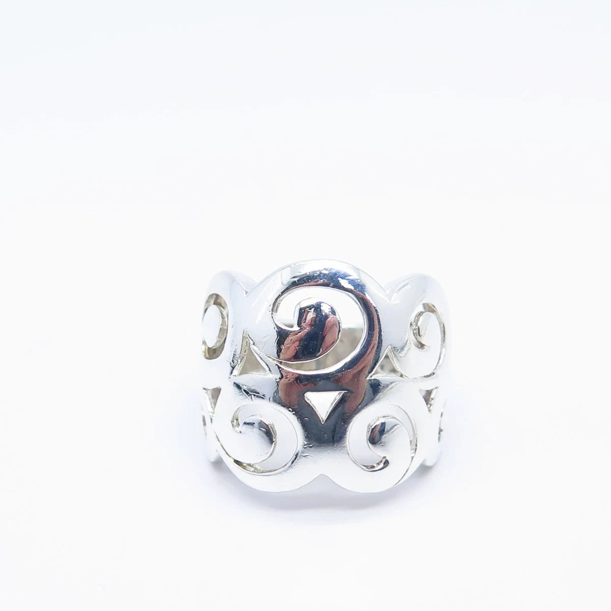 925 Sterling Silver Vintage Swirl Wide Ring Size 5.5