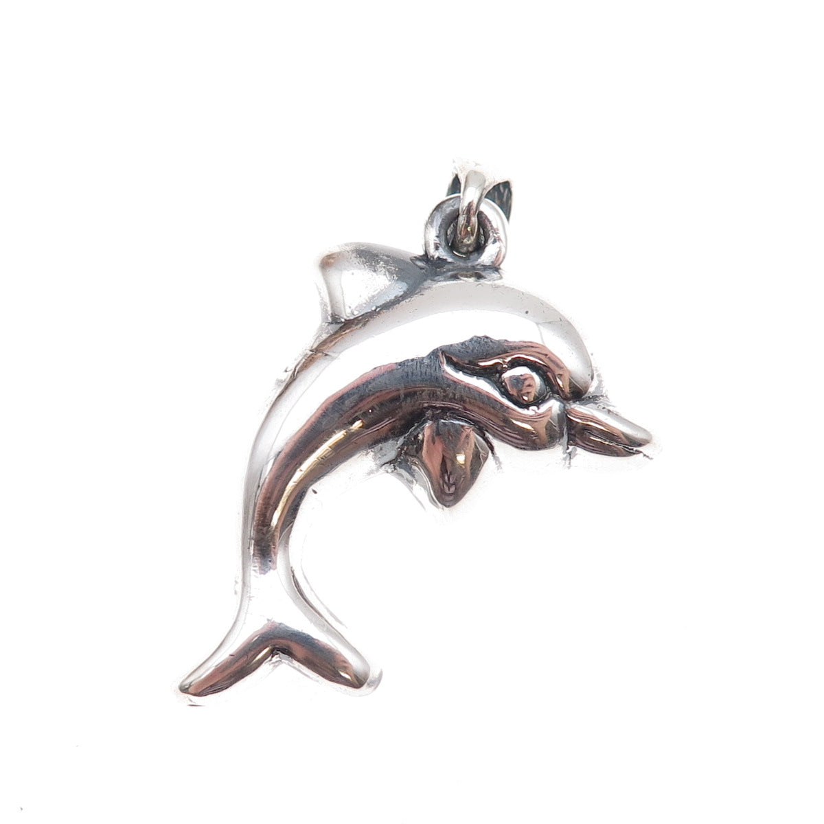 925 Sterling Silver Vintage Dolphin Oxidized Charm Pendant