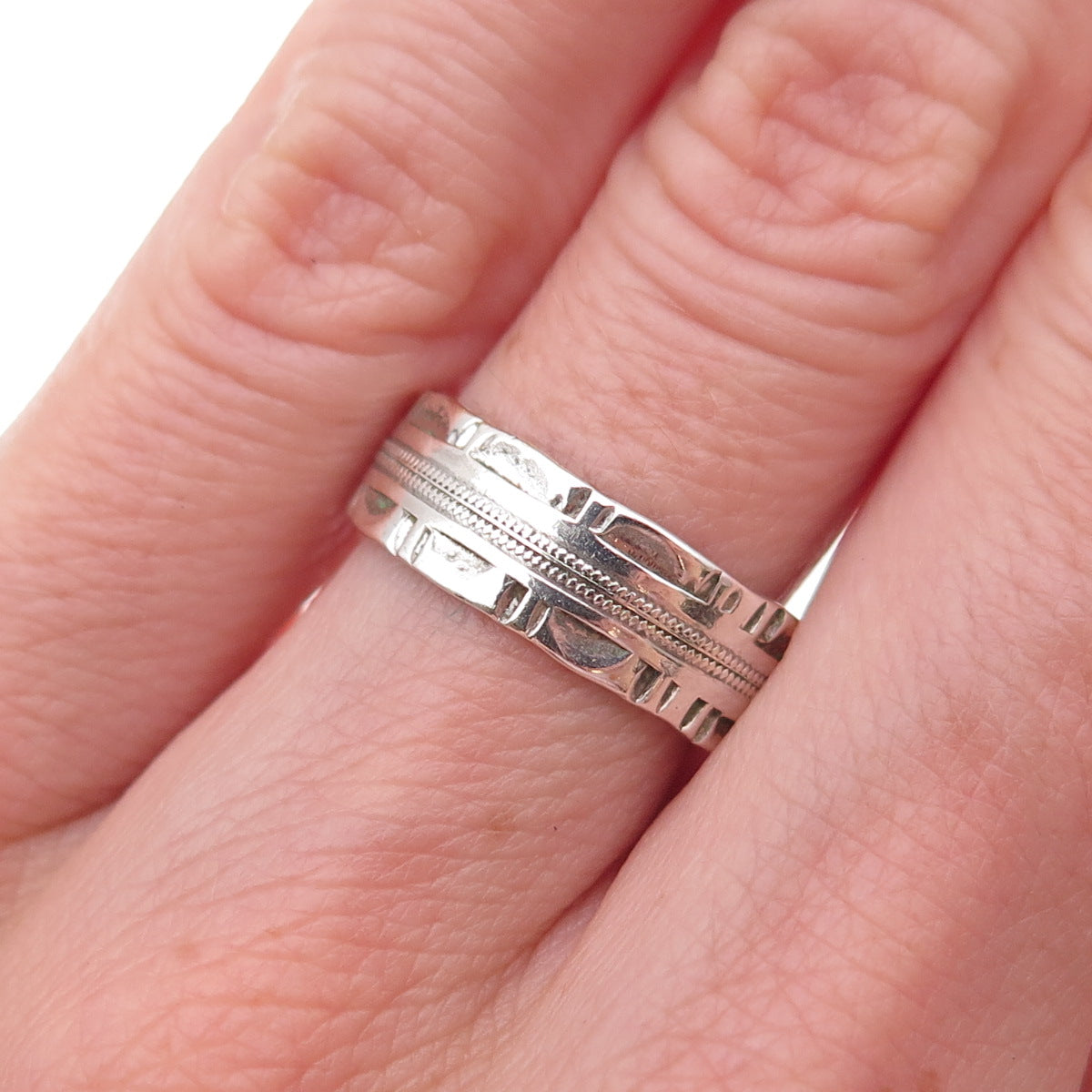 J.D. Schlang Co. 925 Sterling Silver Antique Art Deco Oxidized Band Ring Size 6