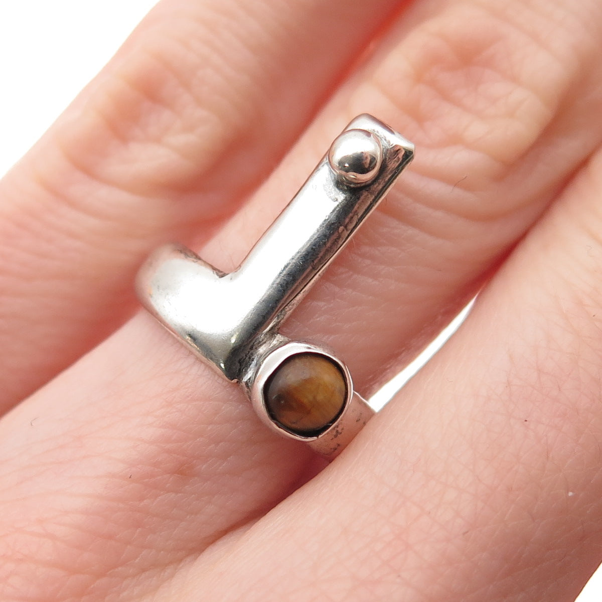 Margarita Vera Lagunas Sterling Silver Vintage Mexico Tiger Eye Ring Size 6.5