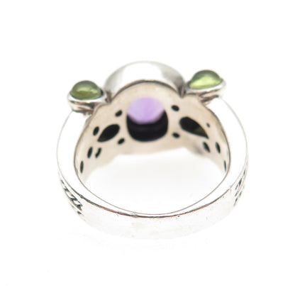 SAMUEL BENHAM 925 Sterling Silver 18K Gold Vintage Real Amethyst Ring Size 6