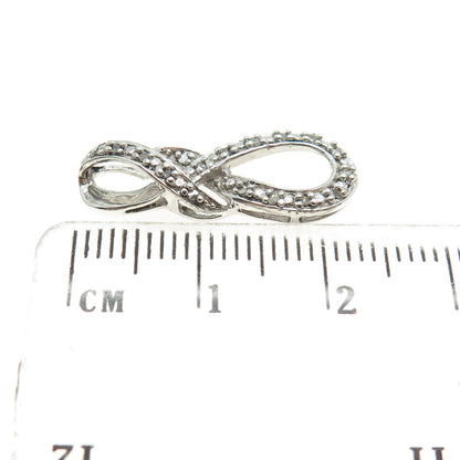 925 Sterling Silver Real Round-Cut Diamond Twisted Knot Pendant