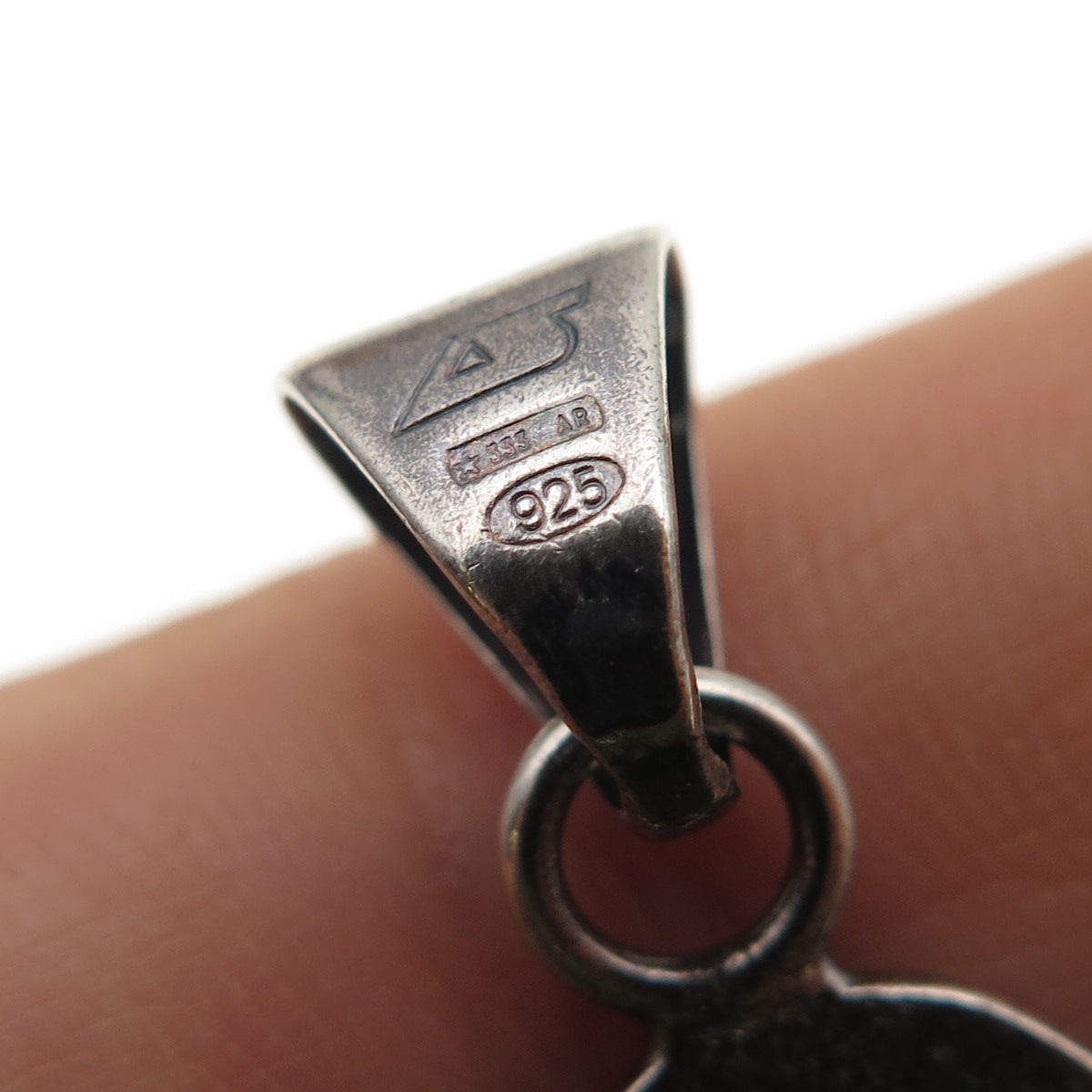 925 Sterling Silver Vintage Italy Modernist Floral Cross Oxidized Pendant