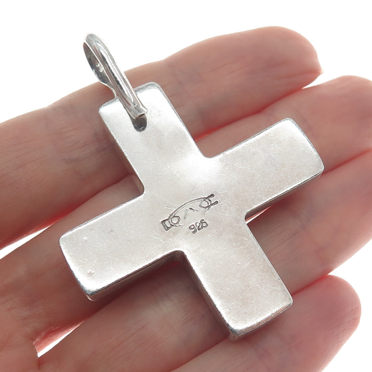 DAC Deborah Armstrong 925 Sterling Silver Vintage Cross Modernist Pendant