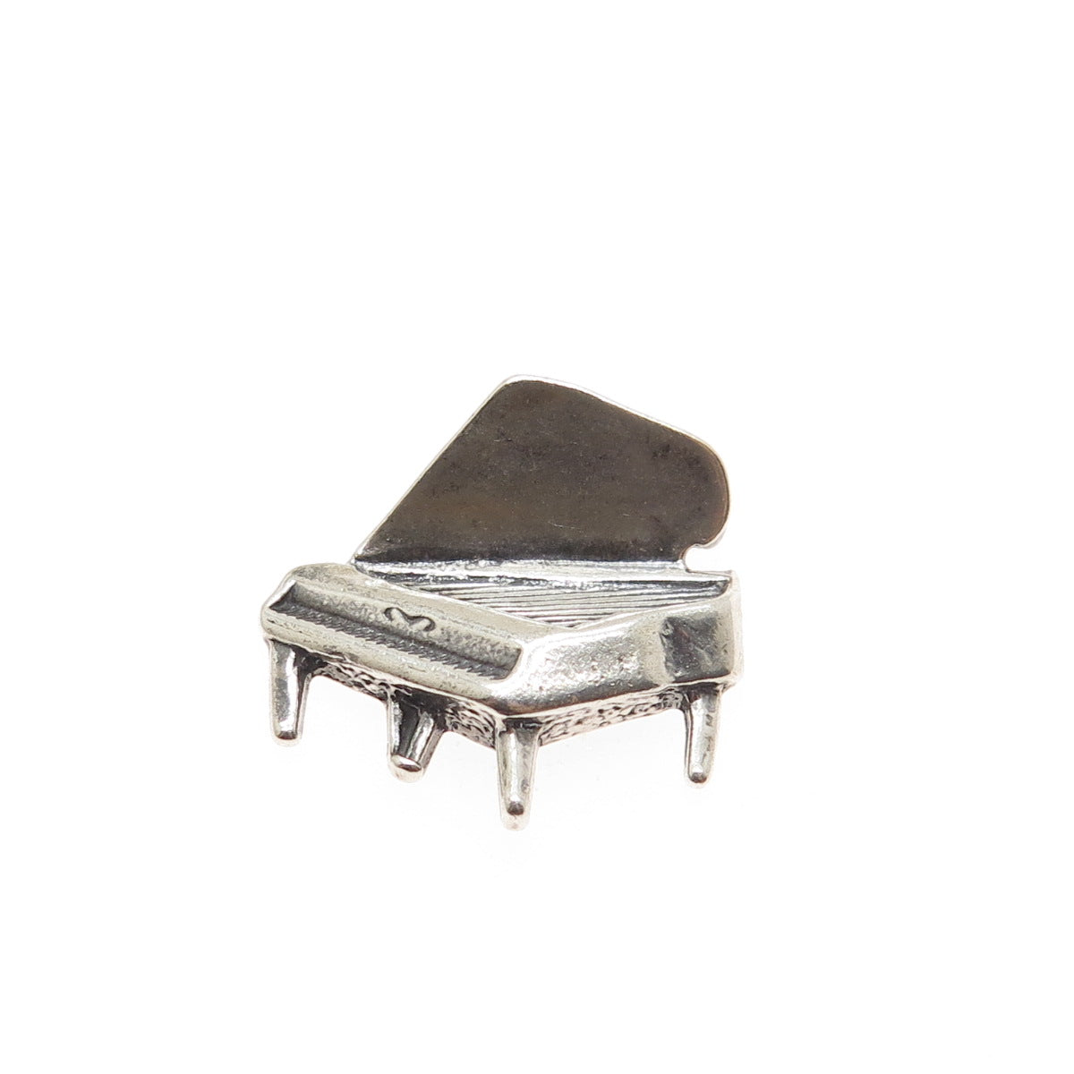 925 Sterling Silver Vintage Grand Piano Oxidized Minimalist Slide Charm Pendant