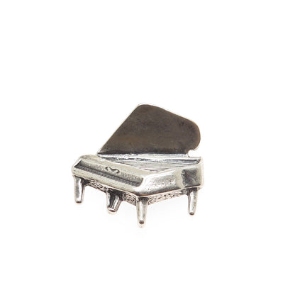 925 Sterling Silver Vintage Grand Piano Oxidized Minimalist Slide Charm Pendant