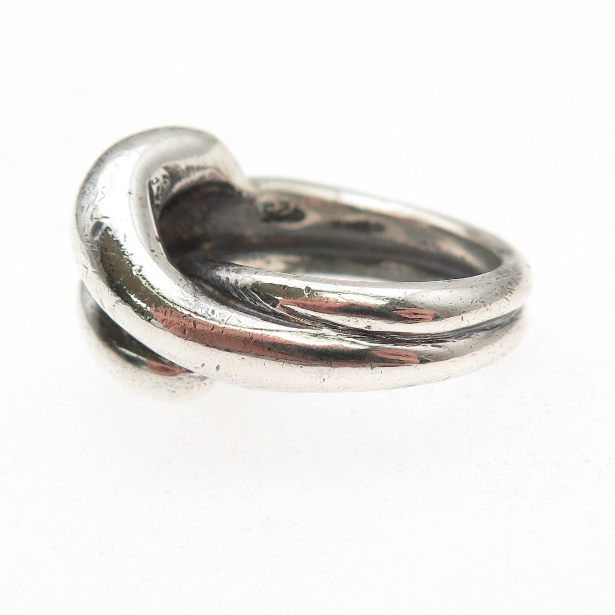 Tasco Sterling Silver Vintage Mexico Modernist Bypass Oxidized Ring Size 4.75